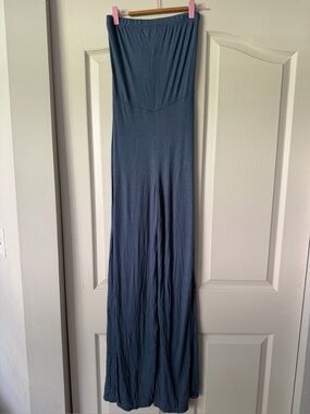 Go Couture Strapless Maxi Jumpsuit in Slate Blue